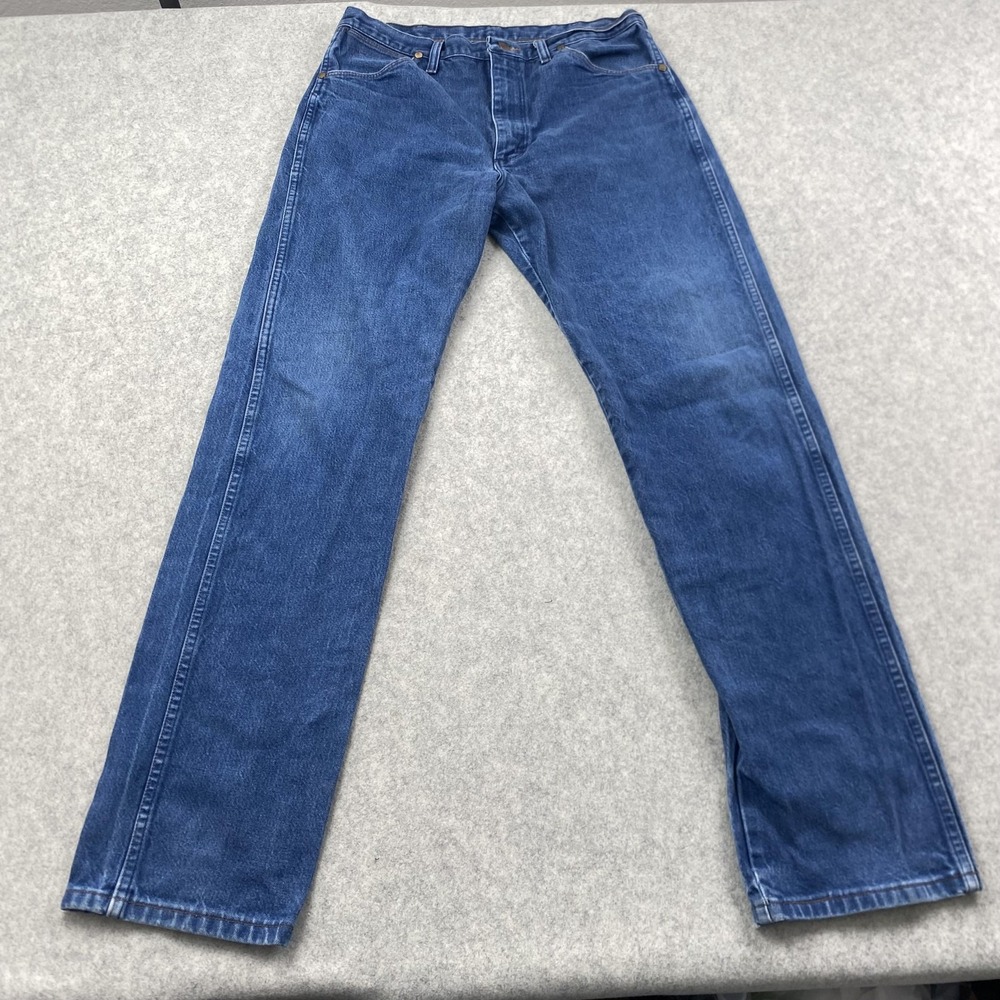Wrangler Jeans Mens 35x34 (31x32) Blue Cowboy Cut Regular Fit Straight 13MWZ